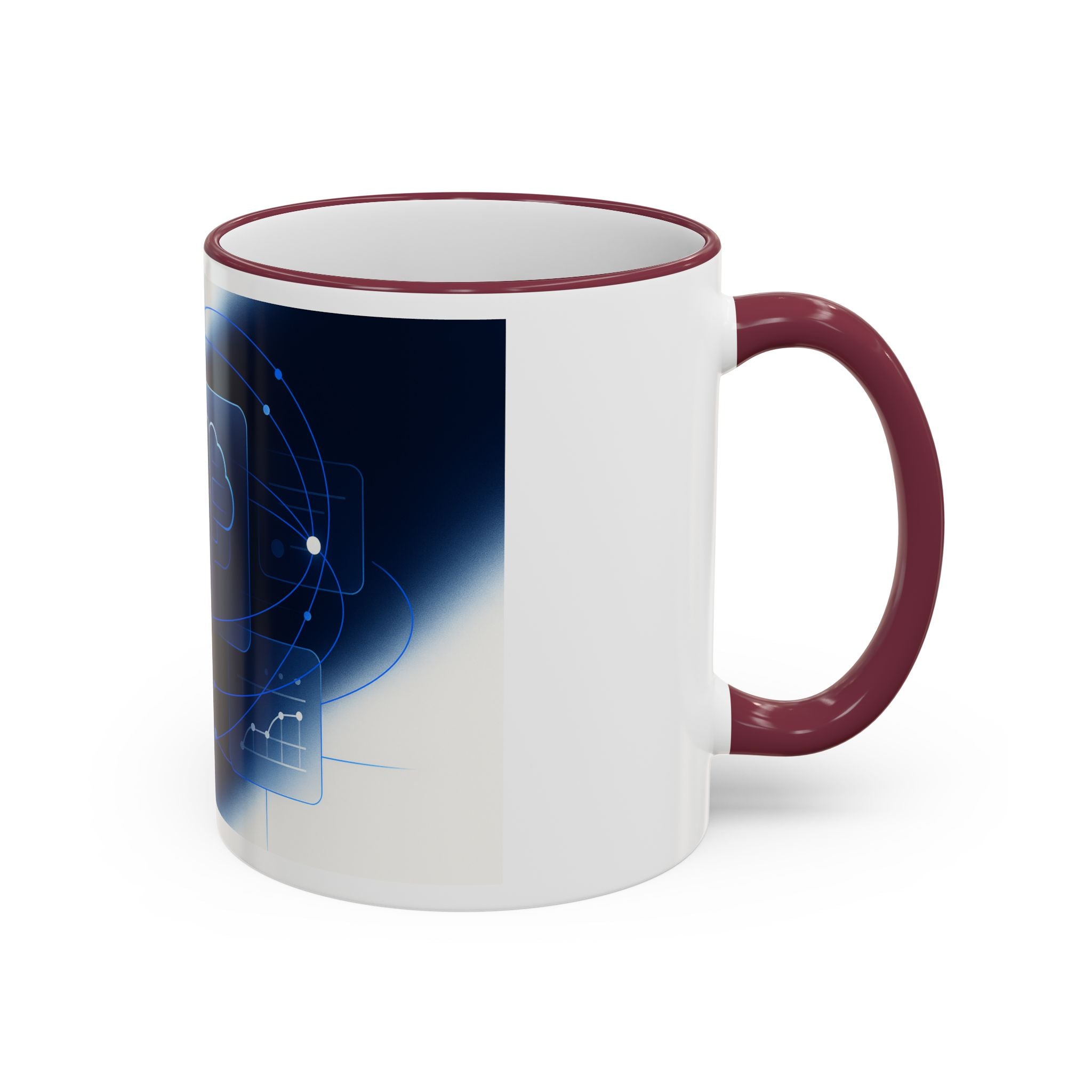 Abstract Neural Network Brain Mug | Accent Rim & Handle Ceramic Mug