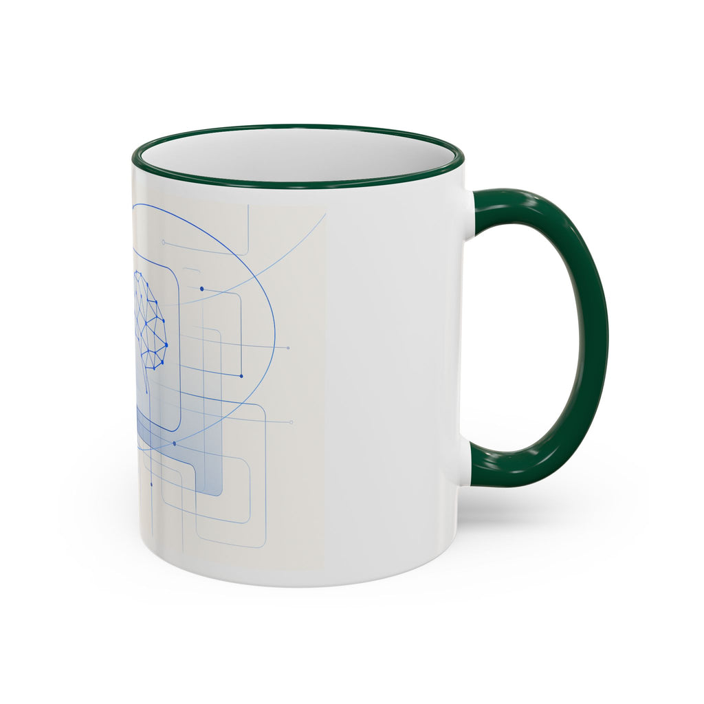 Abstract Neural Network Brain Mug | Accent Rim & Handle Ceramic Mug