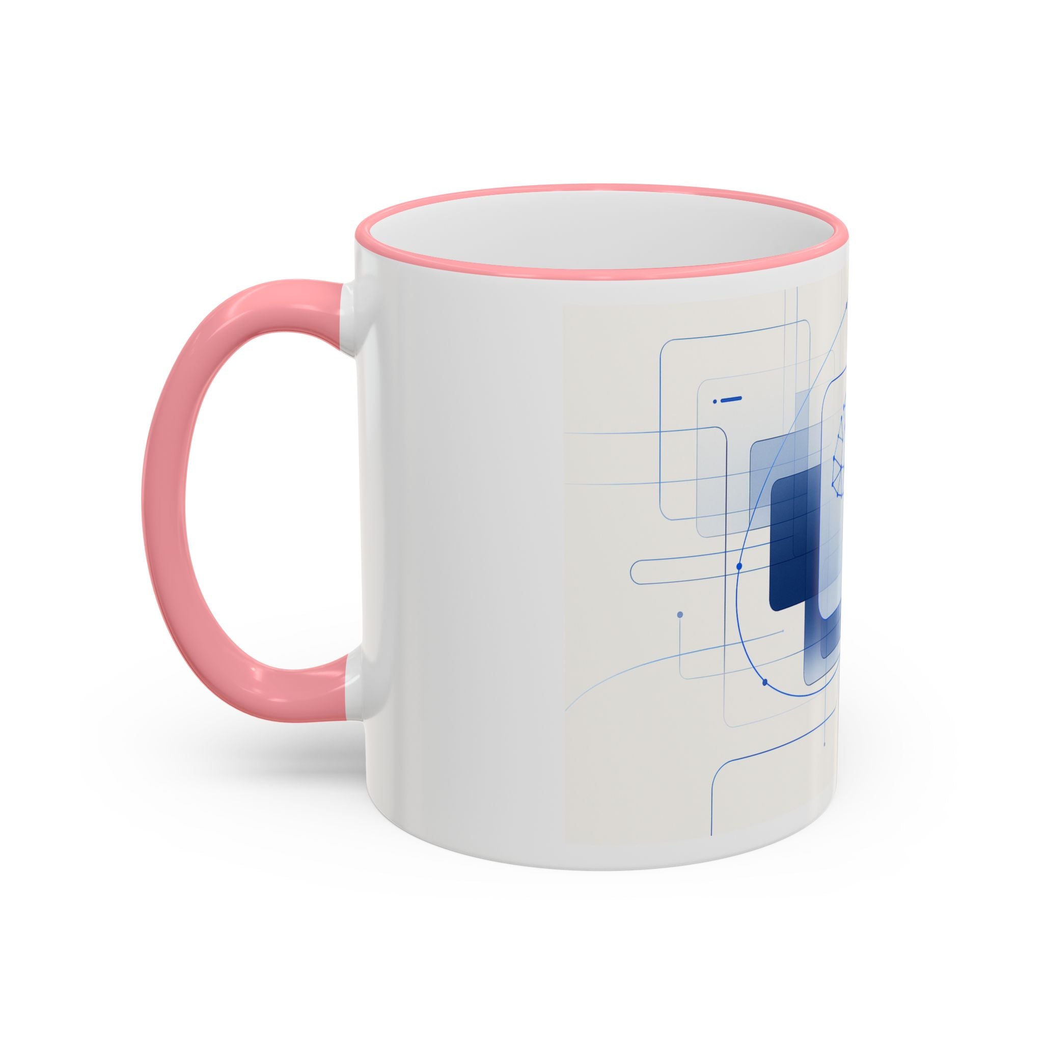 Abstract Neural Network Brain Mug | Accent Rim & Handle Ceramic Mug