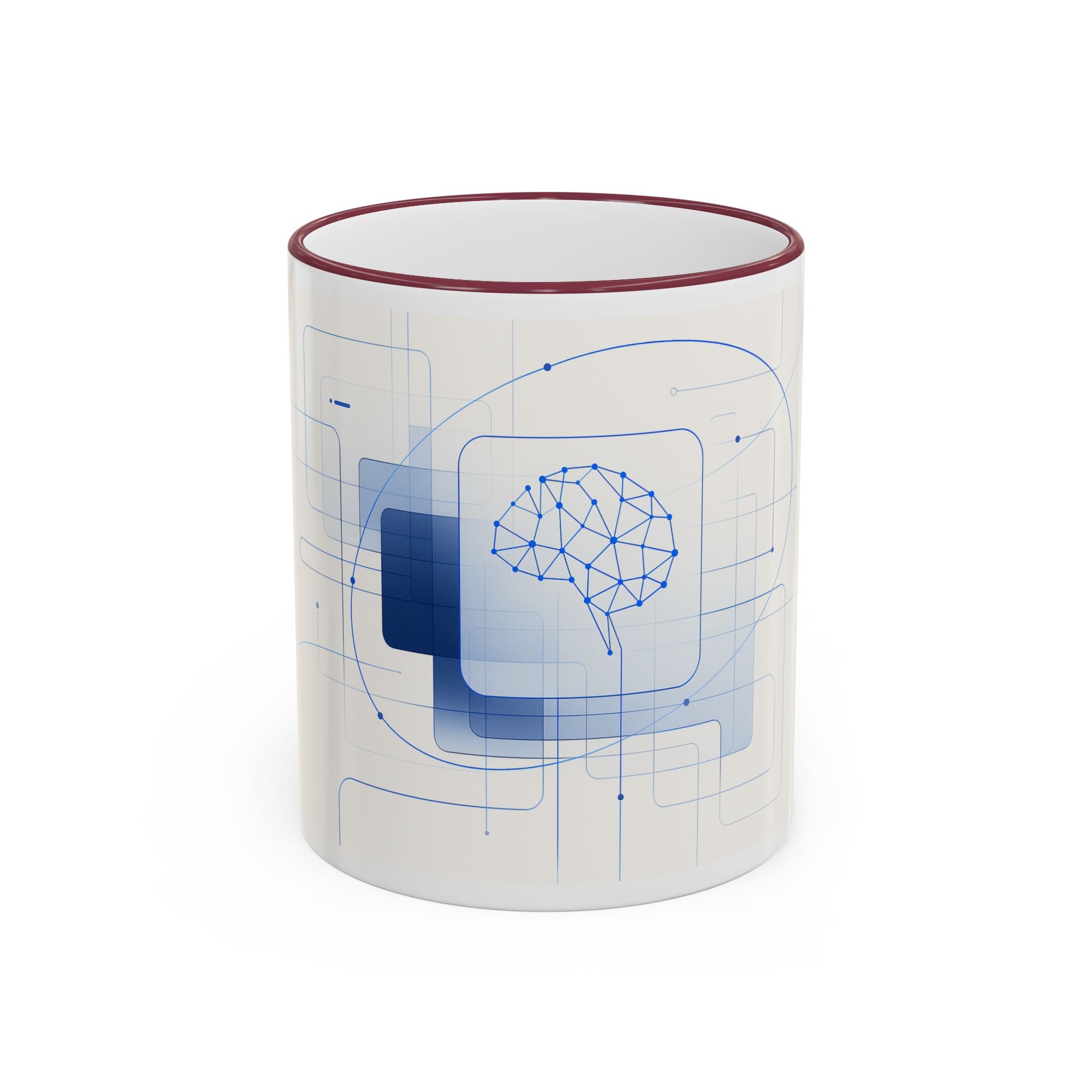 Abstract Neural Network Brain Mug | Accent Rim & Handle Ceramic Mug