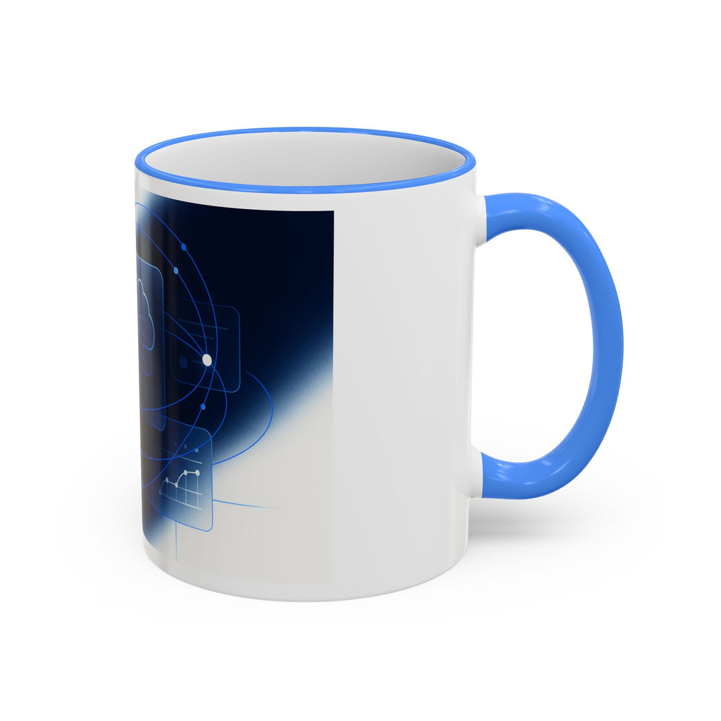 Abstract Neural Network Brain Mug | Accent Rim & Handle Ceramic Mug