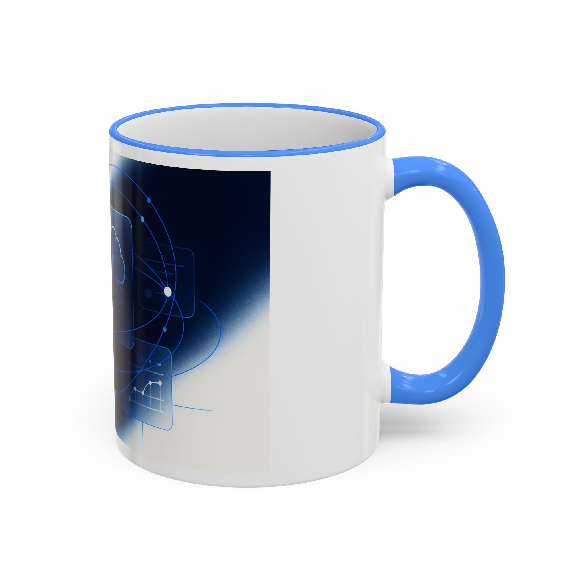 Abstract Neural Network Brain Mug | Accent Rim & Handle Ceramic Mug