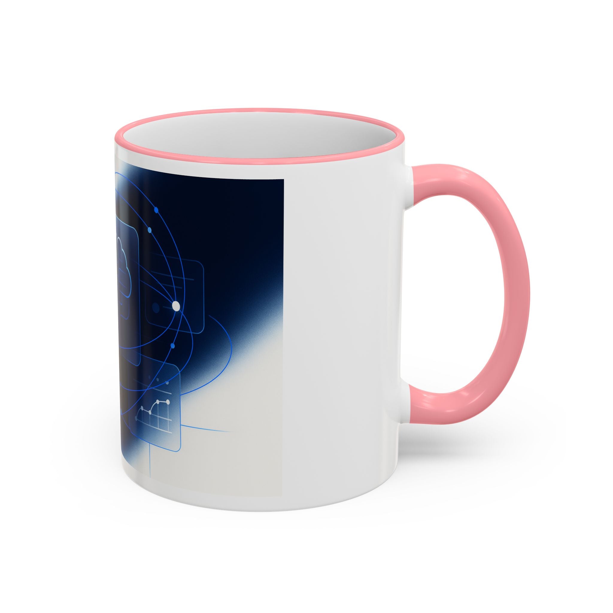 Abstract Neural Network Brain Mug | Accent Rim & Handle Ceramic Mug