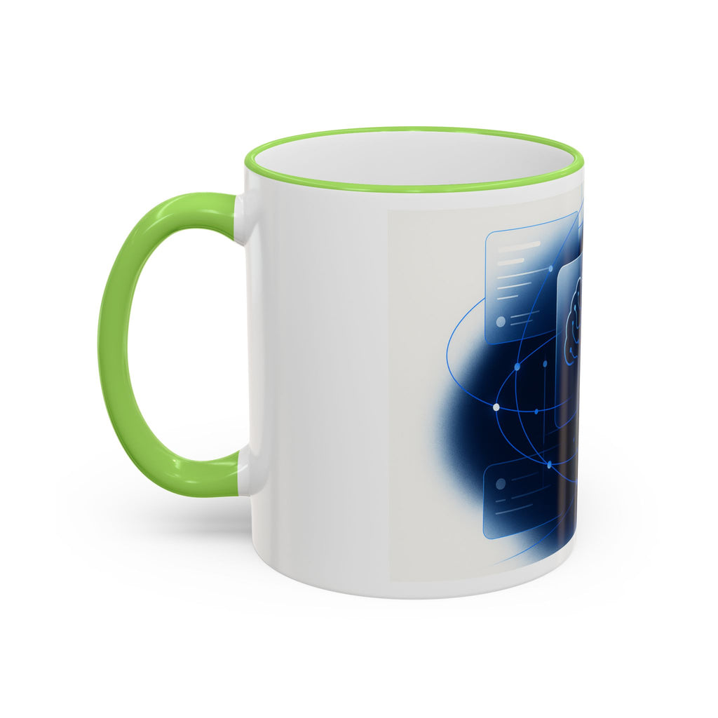 Abstract Neural Network Brain Mug | Accent Rim & Handle Ceramic Mug