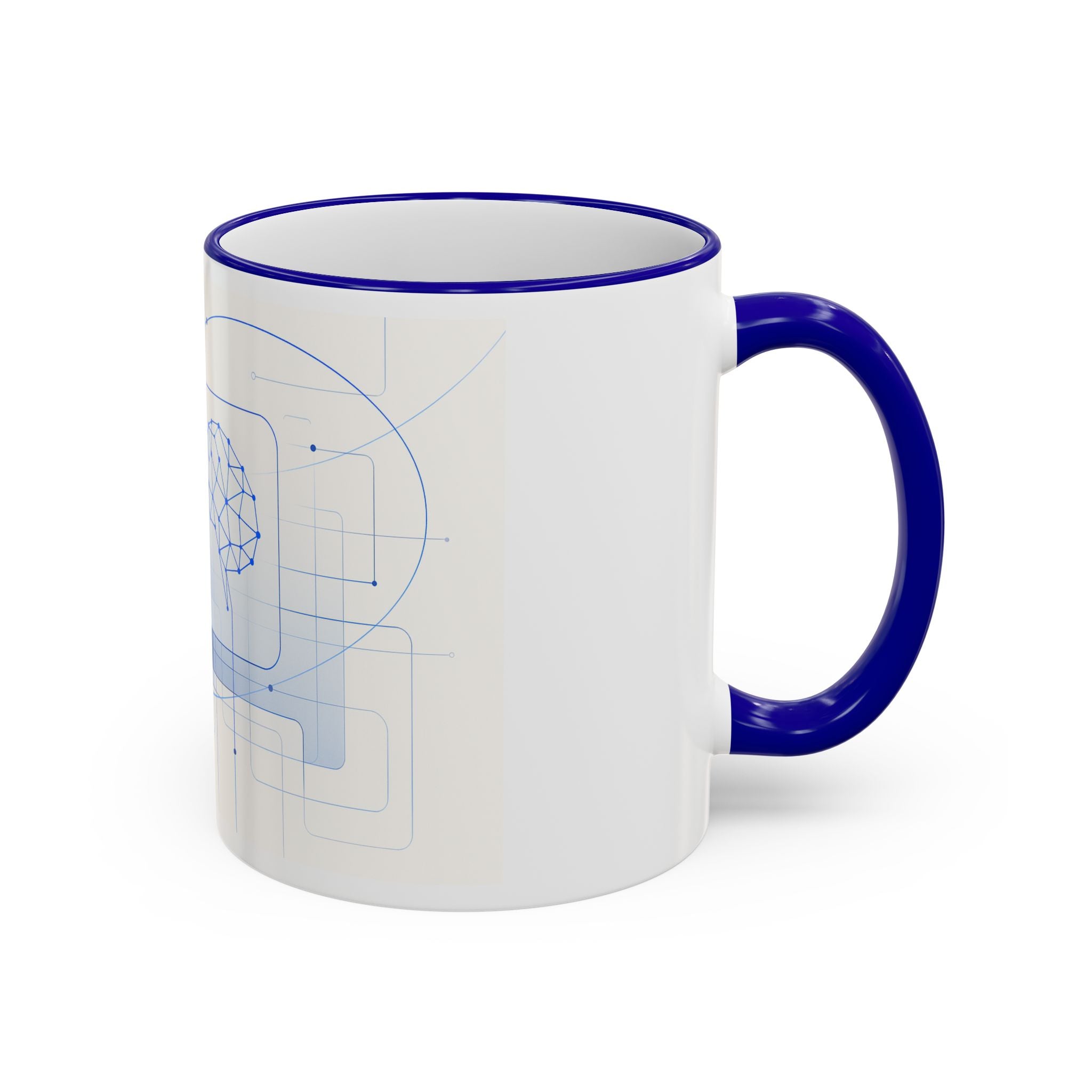 Abstract Neural Network Brain Mug | Accent Rim & Handle Ceramic Mug