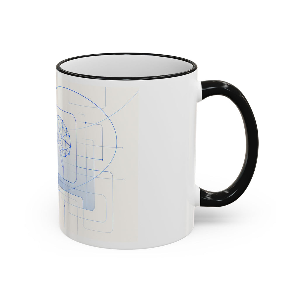 Abstract Neural Network Brain Mug | Accent Rim & Handle Ceramic Mug