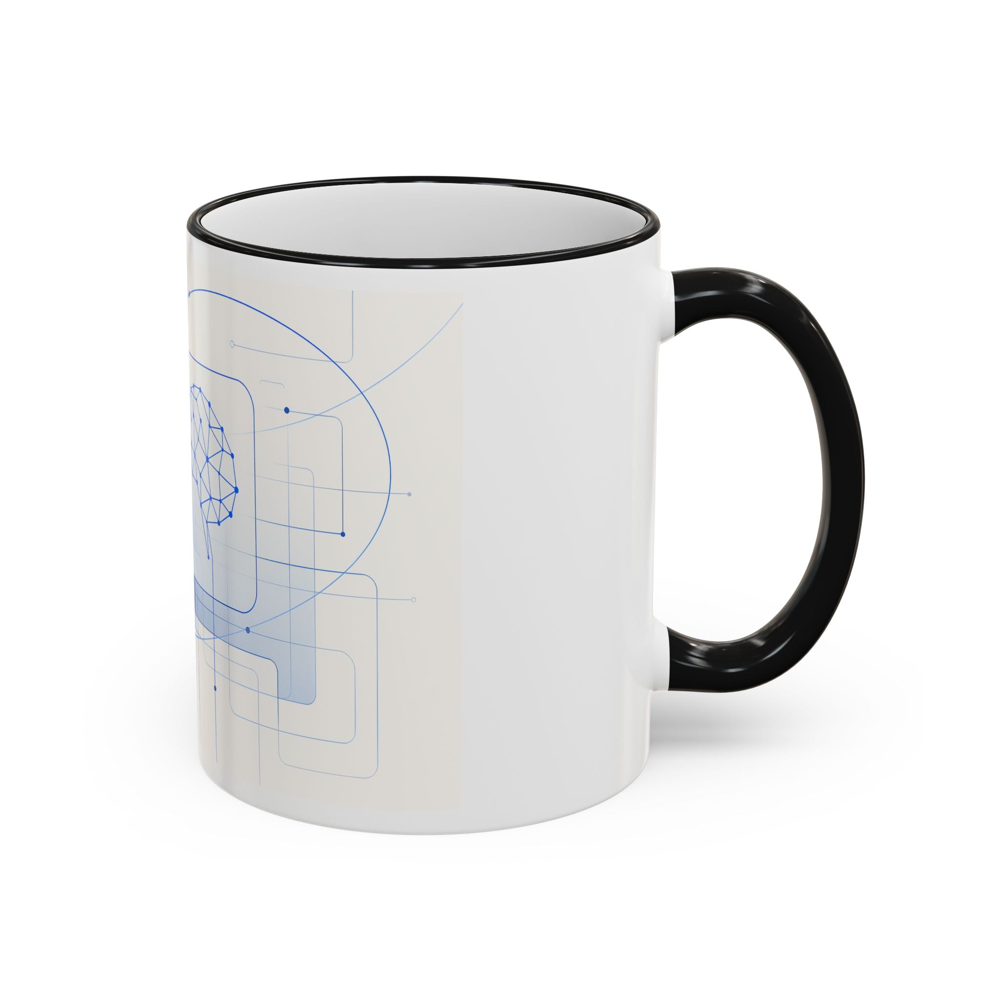 Abstract Neural Network Brain Mug | Accent Rim & Handle Ceramic Mug
